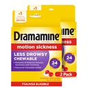 Dramamin Chewable Mindre Drowsy, Motion Sygdom Relief, Raspberry Cream Flavor, 12 Greve, 2 Pack