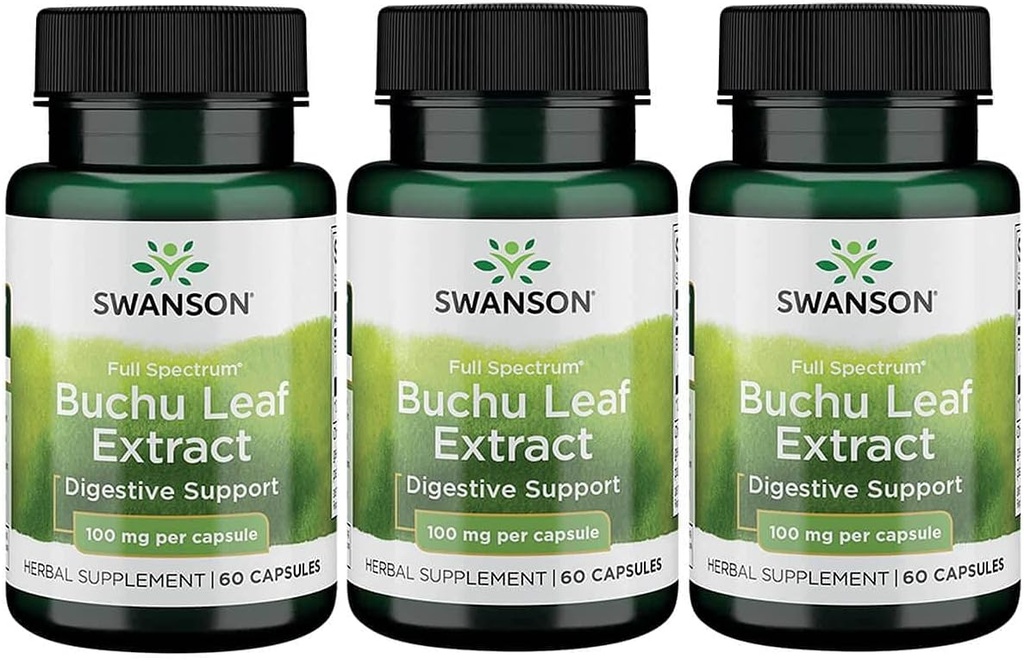 Swanson Buchu Leaf - 4: 1 ekstrakt - Urtetilskud - (60 kapsler, 100 mg hver) 3 pakning