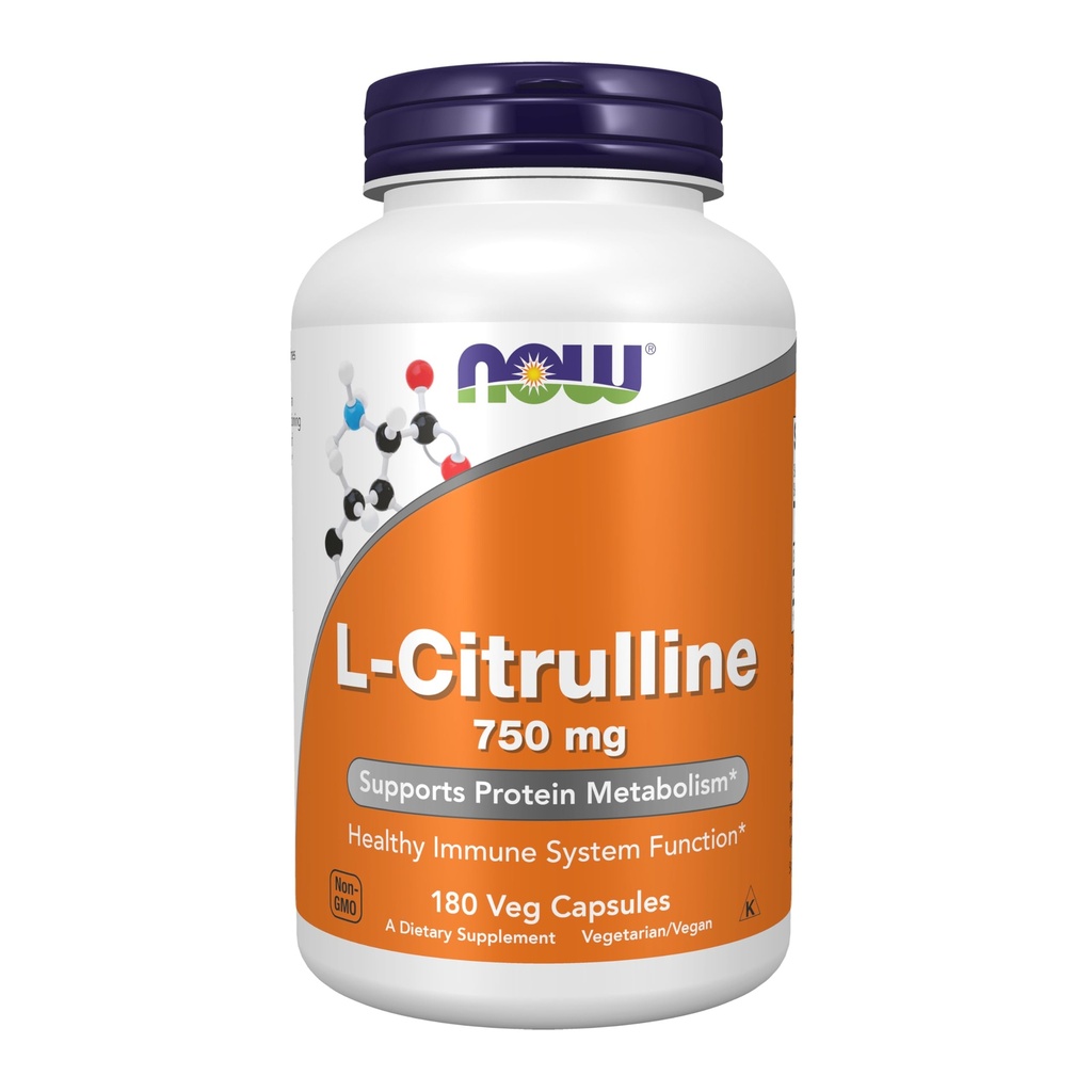 Now Foods Supplements, L- Citrullin 750 mg, Understøtter Protein Metabolisme *, Aminosyre, 180 Veg kapsler