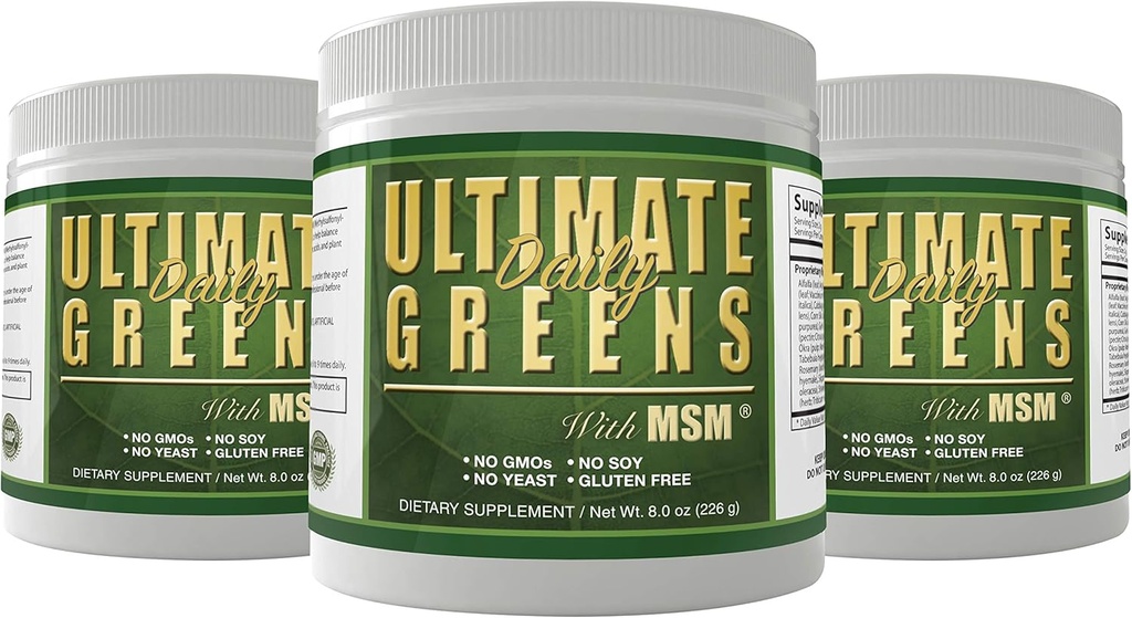 Daglig sundhed, Ultimate Green Powder Immunsupport Vegan Friendly Vegetabilske Alkalize Drink NO GMO Gluten Soy Free 8oz 3 Pack
