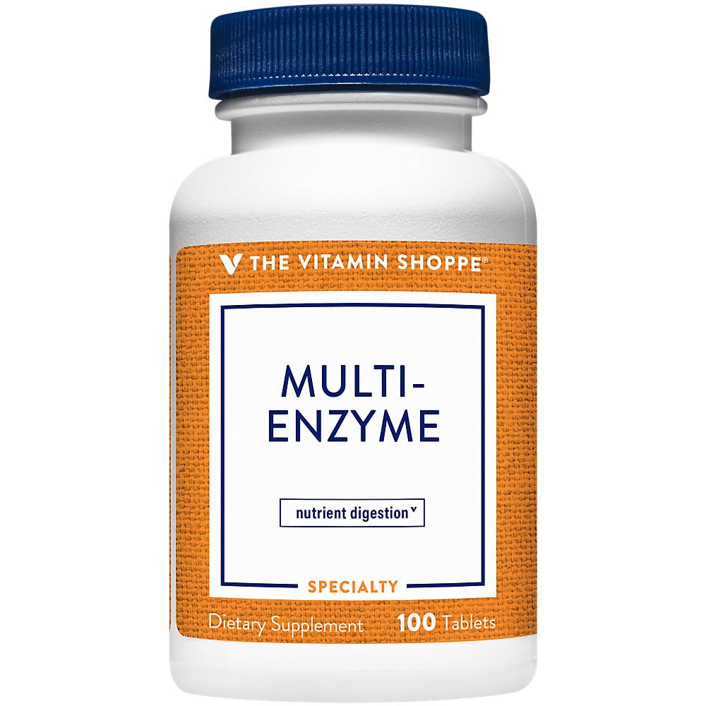 The Vitamin Shoppe Multi Enzyme - Hjælper til fordøjelse og absorption af protein, kulhydrater og fedt (100 tabletter)