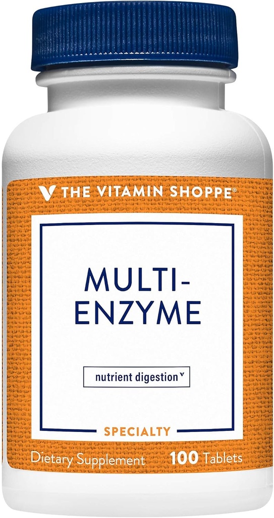 The Vitamin Shoppe Multi Enzyme - Hjælper til fordøjelse og absorption af protein, kulhydrater og fedt (100 tabletter)