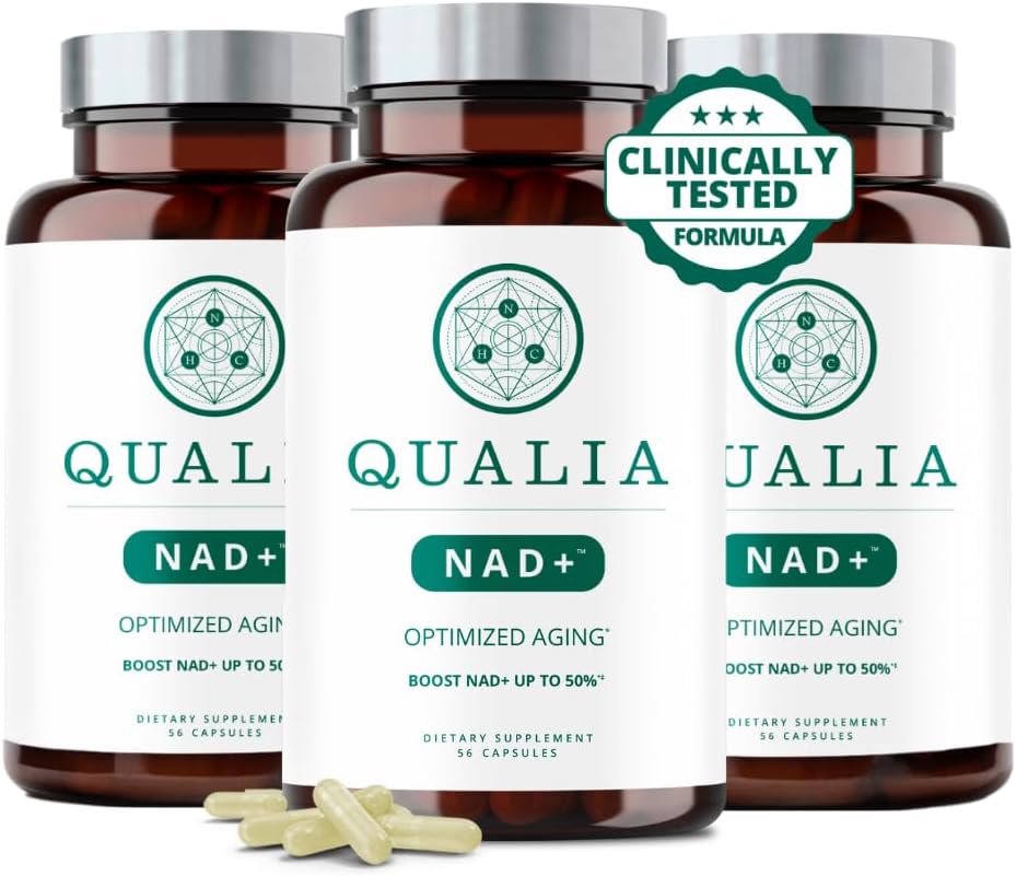 Qualia NAD Supplement - Klinisk bevist til Boost NAD + op til 67%. Optimeret Aging, Energi, Fokus. Elite NAD + Booster Ingredienser: Nicotinamid Riboside (NIAGEN,) Niacin, Niacinamid (3 Måned Supply)