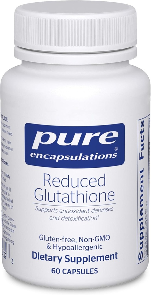 Rene indkapslinger Reduceret Glutathion • 124; Hypoallergen antioxidant supplement til støtte lever og celle sundhed * • 124; 60 kapsler