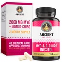 Ancient Bliss Myo & D- Chiro Inositol Supplement, 40 til 1 Ratio, Hjælper i Ovarie Function Support til kvinder, Vitamin B8 Hjælper med at regulere menstruationscyklus, 2050 mg per servering, 120 Veganske kapsler