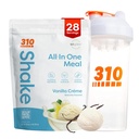 310 Nutrition All- in- One Meal Erstatning Shake Powder w / Shaker Cup Starter Kit - High Protein Fiber Rich Vegan Superfood Blend - Sugar- Free, Keto & Paleo Friendly, Low Carb - Vanilla Creme 28 srv