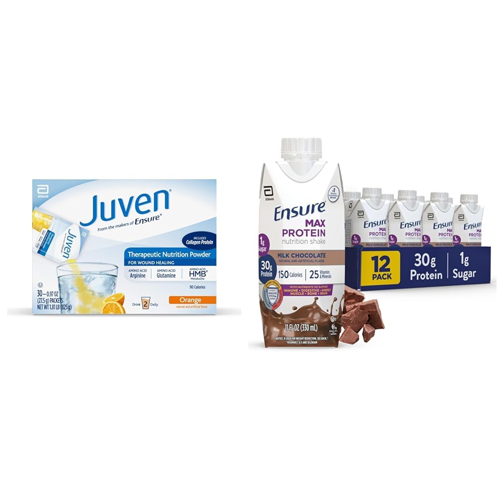 Juven Therapeutic Nutrition Drink Mix Powder for Wund Healing Support & Sikre Max Protein Nutrition Shake med 30 g protein, 1g sukker, High Protein Shake