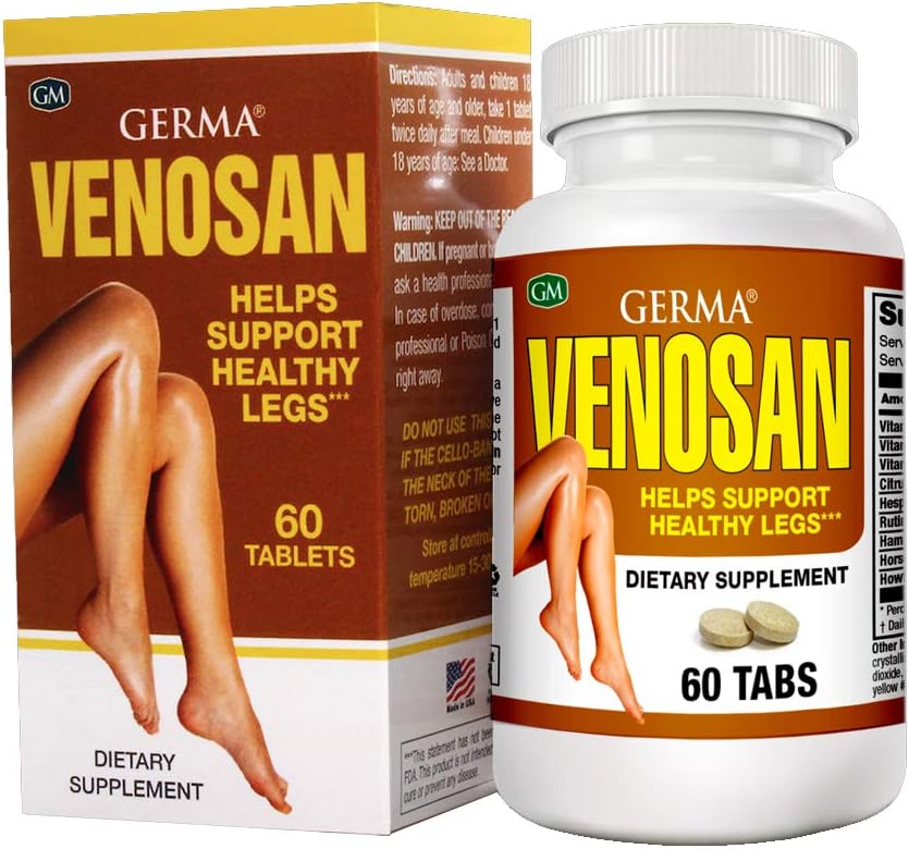 Germa Venosan Kosttilskud. Fjerner Heavy Feeling, Styrker Vein Vægge. 60 tabletter