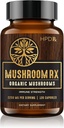 HPD Rx Mushroom Rx Organic Mushroom Extract Blend Max Immunity Dose, Lion’s Mane, Chaga, Reishi, Shiitake Maitake & Turkey Tail Mushroom Supplements | 2250 mg, 30-Day Supply, Pack of 1