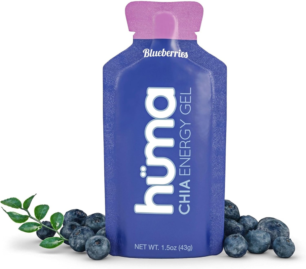 Huma Chia Energy Gel, Blueberries, 12 Gels - Premier Sports Nutrition for Endurance Exercise