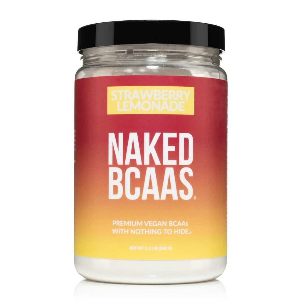 NAKED Strawberry Lemonade BCAAs Aminosyrer Pulver, 100% Pure 2: 1: 1 Formel, Vegan Forgrenet Chain Aminosyrer, Instantized All Natural BCAA Powder Supplement - 501 Bedste, 34 Servering