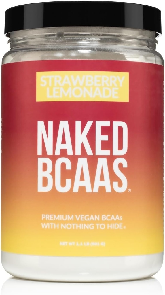 NAKED Strawberry Lemonade BCAAs Aminosyrer Pulver, 100% Pure 2: 1: 1 Formel, Vegan Forgrenet Chain Aminosyrer, Instantized All Natural BCAA Powder Supplement - 501 Bedste, 34 Servering