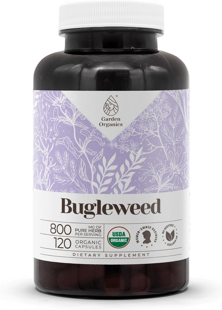 Bugleweed USDA Organic 120 Capsules against 124; High- potency Natural Supplements 124; Certified Organic Vegetarian Capsules and Organic Bugleweed (Lycopus virginicus) Tørret urt (120 Kapsler)