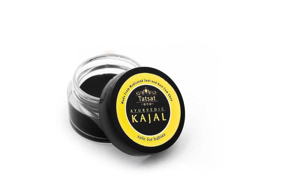 TATSAT - WELLENess through AYURVEDA BABY Kajal, Natural, urte og ayurvedic med medicated Soot And Desi Cow Ghee Budding 124; Safe For Babyer Buddy 124; Lab testet 124; Ingen konserveringsmidler, Sort, Matte Finish