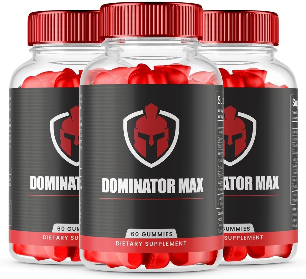 (3 Pack) Dominator Max Gummies Advanced Formel for Max Performance, All Natural Extra Strength Supplement, Dominator Max Gummies for Muscle Growth og Samlet Sundhedsstøtte (180 Gummies)