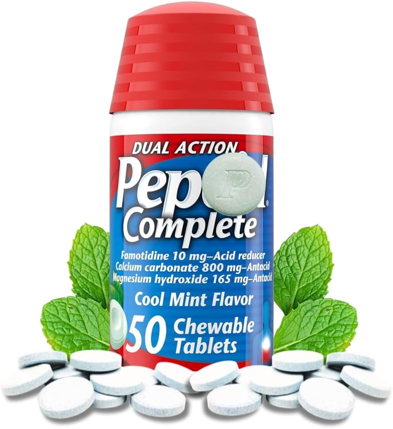 Komplet Chewable Syre Reducer - Heartburn Ease, Acid Reflux Reducer, Heartburn Chews, 2 Pack 50 Ct Antacida Tablets Chewable On Go Pill Case (Mint 100ct)