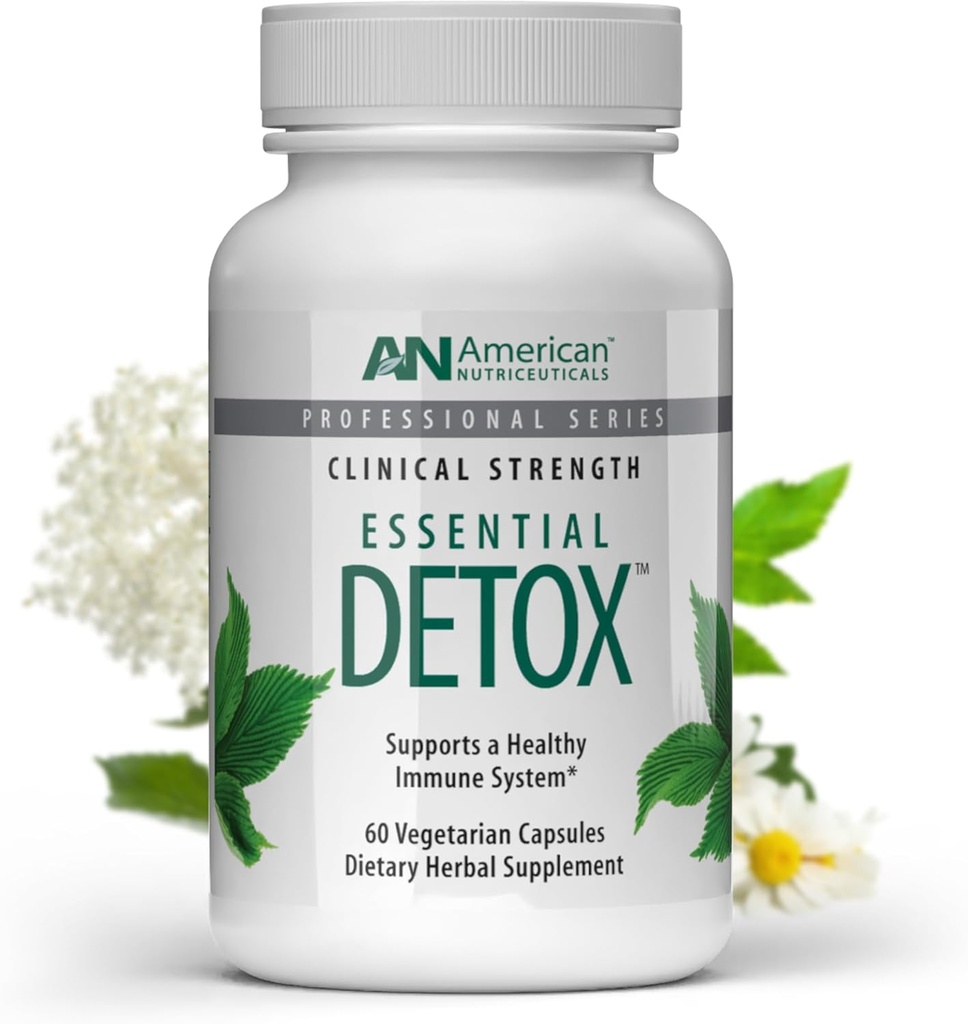 Amerikansk Nutrikacin - Essential Detox - 60 Vegetariske Kapsler - Professionelt Formuleret Hel Body Detox - Naturlig Rengøring, Rensning & Renew - Meget effektiv Detox