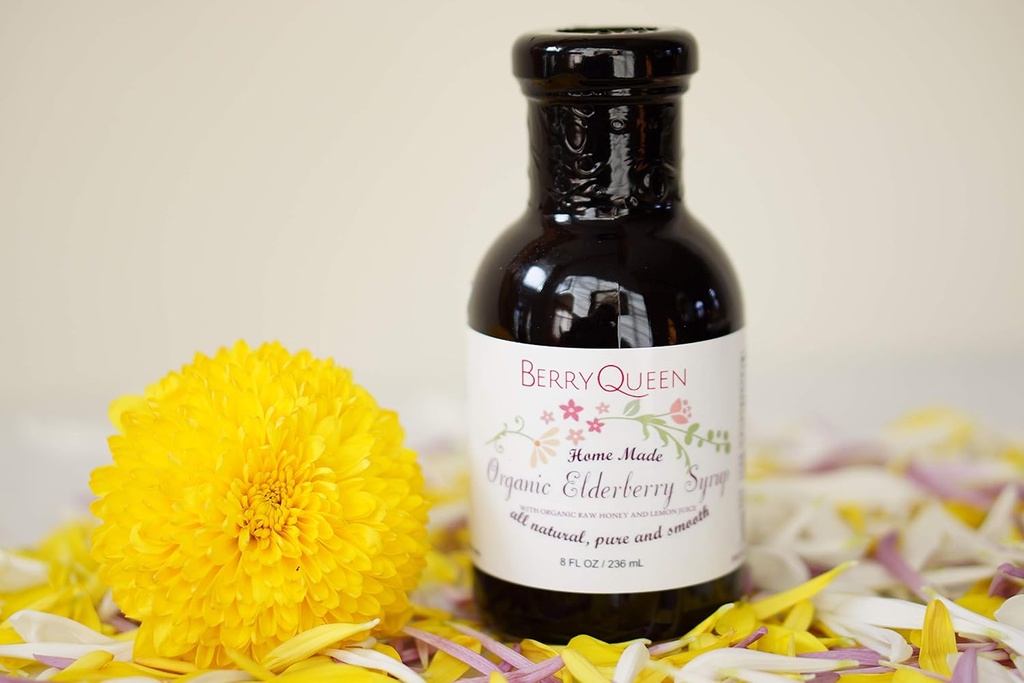 Original Økologisk Elderberry Syrup - Pure Natural - Immunitet Boost - Urtetillæg - Nem som Juice elsket af børn og voksne - 8 oz