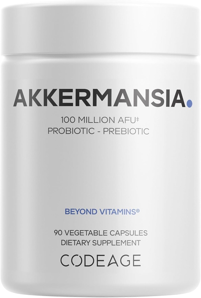 Kodeage Akkermansia Muciniphila Probiotic Supplement - 3-måneders levering af Akermansia & Chicory Inulin - Daglig synbiotisk Probiotisk Chicory Root - 100 millioner AFU - Gluten- Free - 90 kapsler