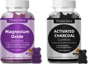 Aktiveret kul Gummies 400mg, Magnesium Oxide Gummies 500mg Sukker Gratis for voksne & Børn, hurtigere at rengøre, Detox, Gas Relief, Gut & Oral Health, Bedste Mg Form for 'Digestion'