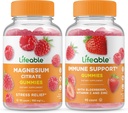 Lifeable Magnesium + immunsupport, Gummies Bundle - Great Tasting, Vitamin Supplement, Gluten Free, GMO fri, Chewable Gummy