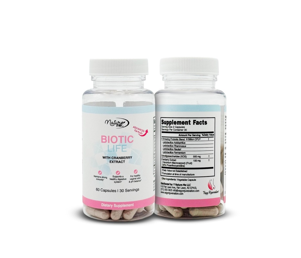 Vagy Rejuvenation BioticLife Probiotic for Women – Probiotics for Vaginal, Digestive & Urinary Health – Supplement with Prebiotics & Cranberry Extract – 60 Capsules