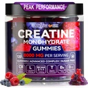 Creatin monohydrat Gummies 6500mg per servering for mænd og kvinder - 120 Gummies X5 Styrke Sukker Free Chewable Creatin for muskel Builder, Muskelstyrke, Pre- workout Supplement (Blåbær)