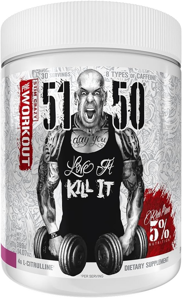 Rich Piana 5% Nutrition 5150 High Stim Pre- Workout Powder Removal 124; Extreme Energy, Focus, Pumps & Endurance Removal 124; 400 mg Koffein, Citrullin, Beta Alanine, N- Acetyl L- Tyrosine Removal 124; 30 Srvgs (Wildberry)
