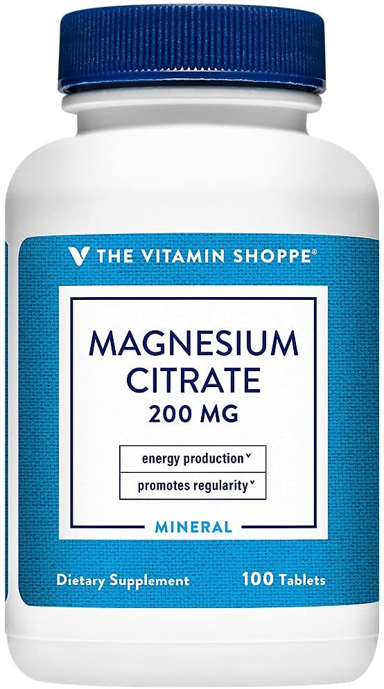 Magnesium Citrate 200 mg tabletter, Magnesium tillæg som Citrate for Muscle Relaxation - understøtter nerve, hjerte og muskel funktion - øger energiproduktion (100 tabletter) af Vitamin Shoppe