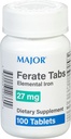 Major 27 mg ferat Tabs - Ferrogluconat Elementalt jerntilskud - 100 greve (1 pakke)