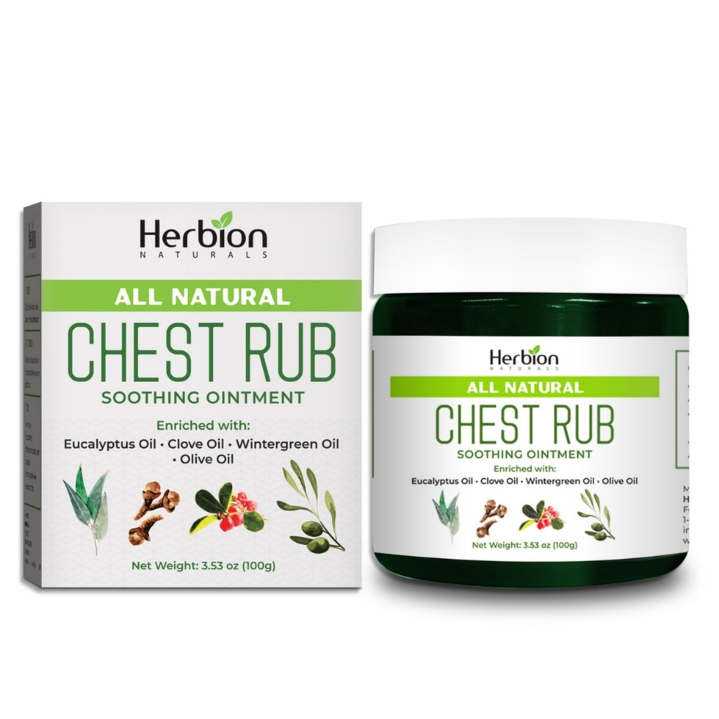 HERBION Naturals Chest Rub - Lindrende salve med beroligende dampe til voksne og børn 2 + - Relieves Host, Cold, Nasal & Chest Congestion - Reducerer muskel & fælles aches (3.53 Oz (pakke med 1)