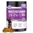 24- in-1 Hundevitaminer og kosttilskud 200 Ct Hunde Multivitamin Chewable Contain Chondroitin Probiotics Omega-3 Glucosamin til hunde hudcoat hjerte Gut Lever Brain Eyes immunforsvar - kylling