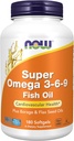 Now Foods Supplements, Super Omega 3-6-9 1200 mg med en blanding af fisk, boringer og hørfrø olier, 180 Softgels