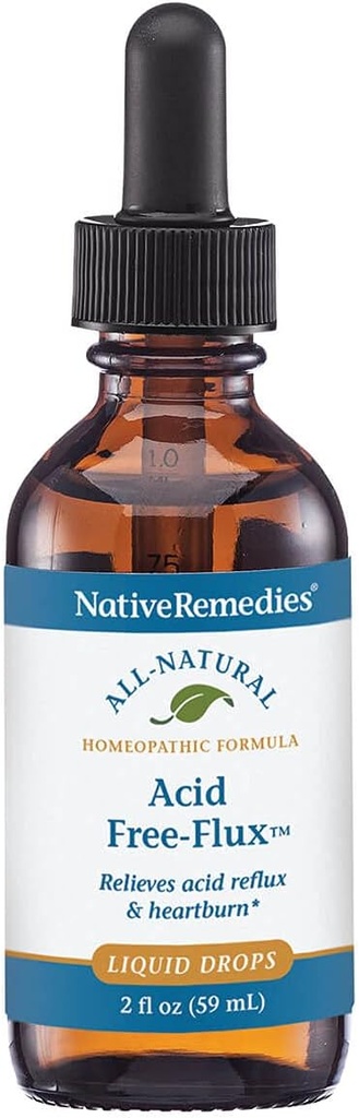 Native Remedies Acid Free- Flux - Natural Homøopatisk Remedy Tidsmæssigt lindrer Heartburn, fordøjelsesbesvær og ubehag efter indtagelse - 59 ml