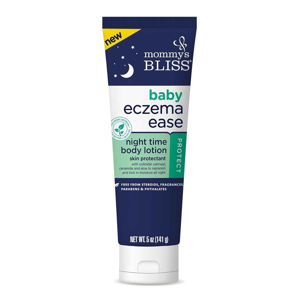 Mors Bliss Eksem Ease Night Moisturizer w / Kolloid Havregryn, Shea Smør & Olivenolie, Relieves Skin Irritationer & Kløe på grund af Eksem, Ceramid & Aloe, fri for steroider & phthalater, 5 oz