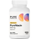 PureFormulas Pure Niacin - vitamin B3, 500 mg Umiddelbart frigive Niacin 500mg - Nicotinsyre 100 tabletter - Non- GMO B3 Vitamin Niacin supplement