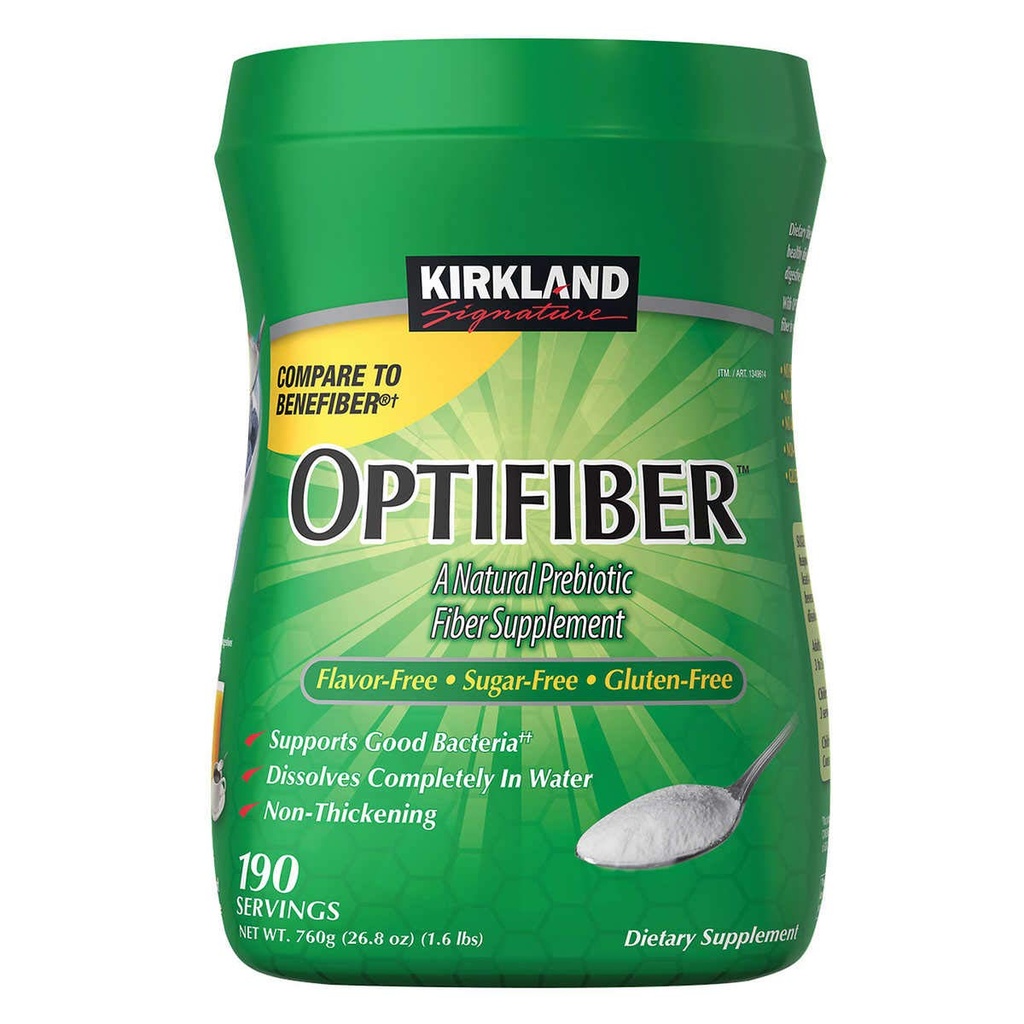 KIRKLAND Signature OPTIFIBER, Powder, Sugar Free Favor Free Gluten Free Non Thickening, NET WT. 760g / 26.8 oz (1.6 lbs) (190 Servere)