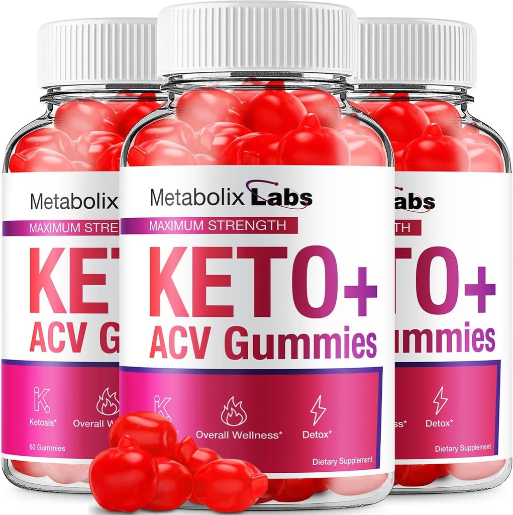 (3 Pack) Metabolix Labs Keto ACV Gummies - Advanced Formel Metabolix Keto Plus Weight Management ACV Gummies Apple Cider Vinabolix ACV Kosttilskud Mænd Kvinder (180 Gummies)
