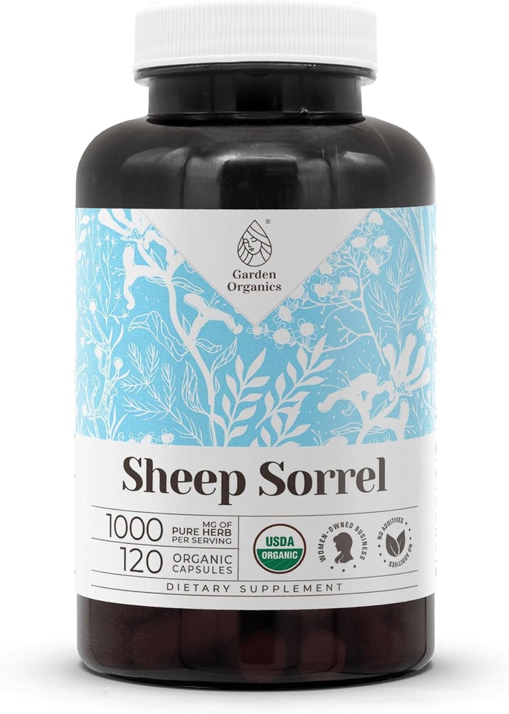 Fåresorrel USDA Organic 120 Kapsler Beholder 124; Circulatory System, High- Potency Supplements 124; Certified Organic Vegetary Capsules and Organic Sheep Sorrel (Rumex Acetosella) Tørret urt (120 Kapsler)