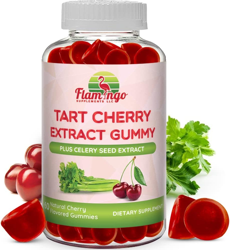 Tart Cherry Gumies (2000mg) med Selleri Extract (400mg) - Sove, og Joint- Tart Cherry Extract Alternativ til Tart Cherry Juice Koncentrat, Kapsler, eller Powders - 60 Greve