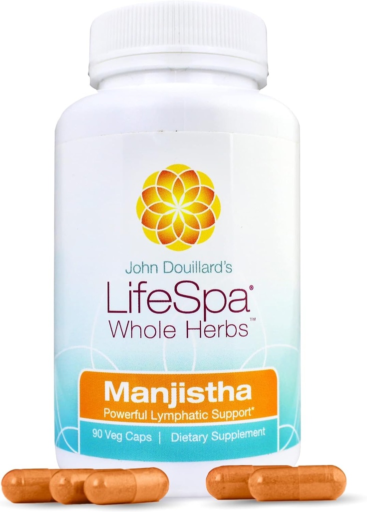 LifeSpa Whole Herbs Manjistha Capsules | Liver Cleanse | Vegan Multivitamin | for Lymphatic Support and Liver Detox | 90 Capsules 400mg