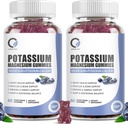 2 Pack Kalium Magnesium Gummier med Kalium Eryl 200 mg, Magnesium Glycinat 320 mg Plus Calcium, Zink, Vitamin - Kalium Kosttilskud til ben kramper, hjerte, Muskler Health Support