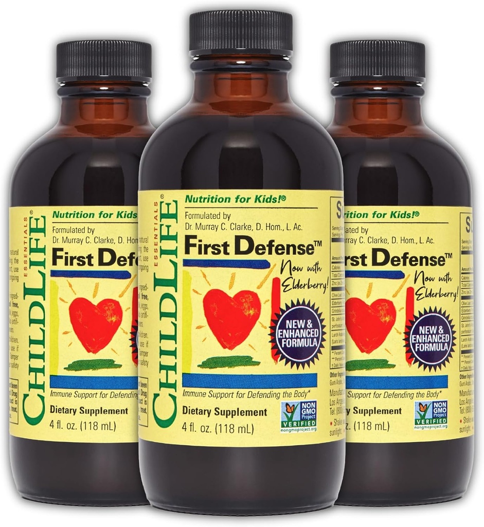 Børn og unge - Kids immunforsvar, immunforsvar for børn, tandlæger 1-3, babyer 6 måneder +, Vitamin Syrup med Elderberry, Zink, Ikke GMO, Gluten Free - 4 Fl Oz (Pack of 3)