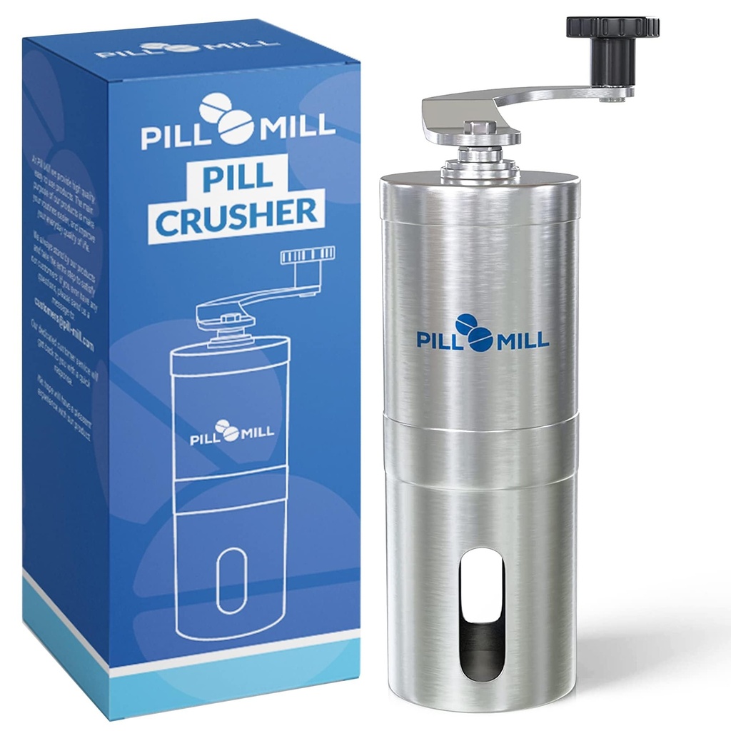 Pill Mill Pill Crusher - knuser flere tabletter til en fin pulver - Metal Pill Grinder - Tablet Pulverizer Velegnet til rejser - Great Foeding Tube brug og Kæledyr