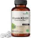Futurebiotics Vitamin K2 (MK7) with D3 Supplement - Non-GMO Formula - 5000 IU Vitamin D3 & 90 mcg Vitamin K2 MK-7, 120 Vegetarian Capsules