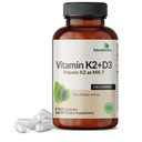Futurebiotika Vitamin K2 (MK7) med D3 Supplement - Non- GMO Formel - 5000 IE Vitamin D3 & 90 mcg Vitamin K2 MK- 7, 120 Vegetariske kapsler