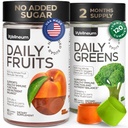 Super Fruit Super Green Gummies for voksne 120 stk. (2 Pack) - Daily Green vegetabilsk Gummies for Immunity Health, Energy, Nutrient Balance - 600 Mg Frugt Blend, 600 Mg Veggies Blend - Sukker fri