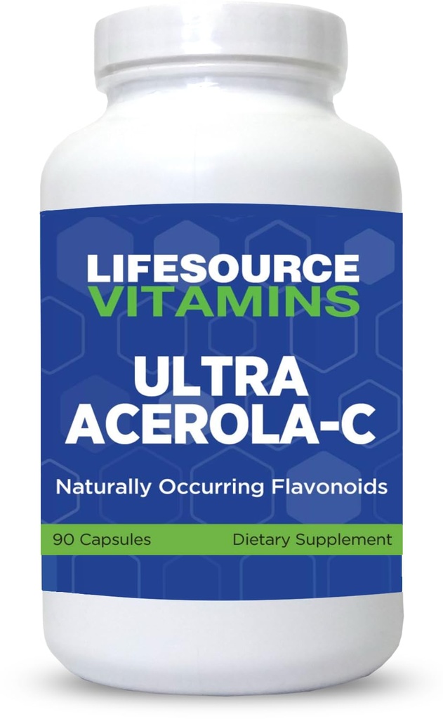 LifeSource Vitaminer - Ultra Acerola- C - Acerola Berry Powder 1500 mg - 90 Kapsler - 500 mg C-vitamin per servering