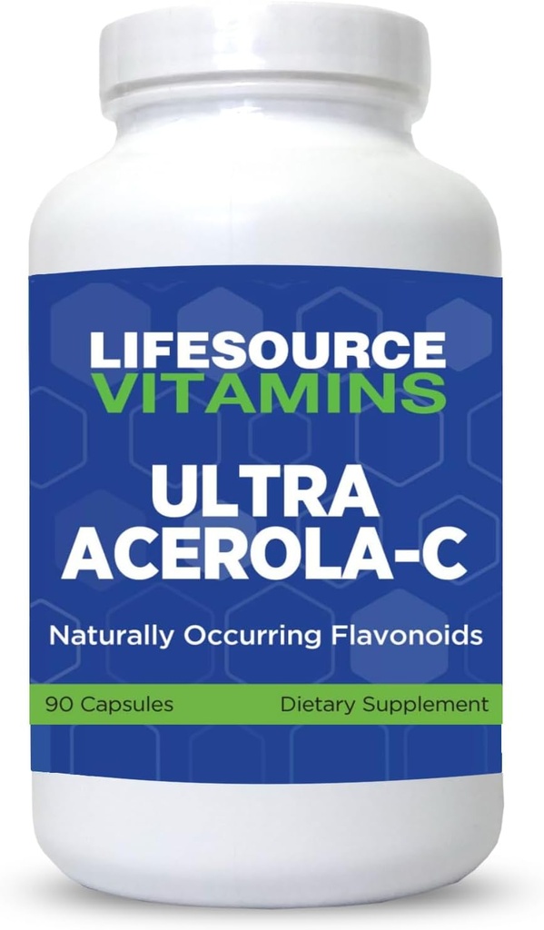 LifeSource Vitaminer - Ultra Acerola- C - Acerola Berry Powder 1500 mg - 90 Kapsler - 500 mg C-vitamin per servering