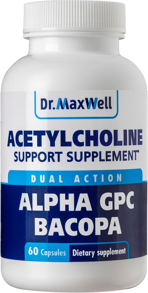 Acetylcholin, Alpha GPC Cholin 600mg + Bacopa, bedre end hver eneste. Mere pålidelig Acetylcholin (understøtter hukommelse og læring) supplement, 60 kapsler